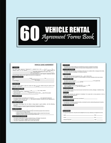 Vehicle Rental Agreement Forms Book: Car / Truck Lease Contract for Owner (Lessor) and Renter (Lessee)