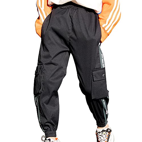 Jogginghose Für Große Jungen, Fansushop Kinder Arbeitshose Herbst Winter Lange Hosen Elastische Taille Hose, Sporthose Mit Gummizug, Baumwolle Cargohose Mit Mehreren Taschen Cover