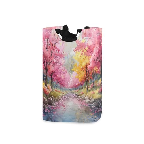 Jihqo Laundry Hamper Basket Vibrant Field Flowers Collapsible Nursery Storage Bin Waterproof Clothing Baskets for Home Bedroom Bathroom Washing Room