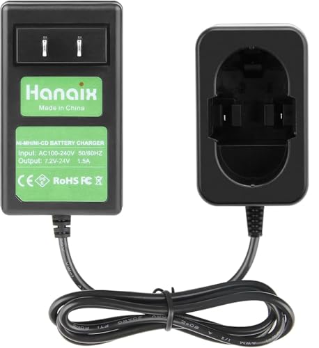 Hanaix 7.2V- 24V Ni-MH Ni-CD Charger Compatible with Bosch BAT030 BAT031 BAT240 BAT299 5102607 335561 2607335 335448 4462607 2607335
