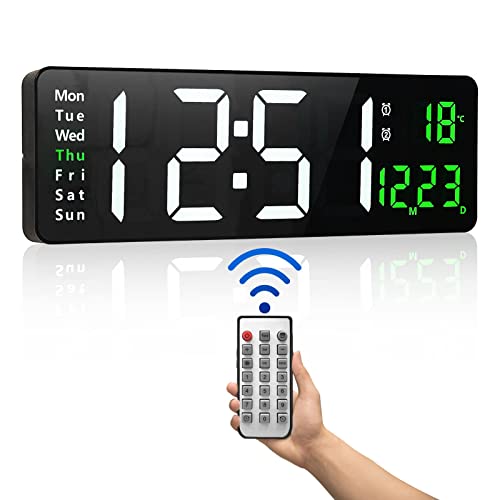 Digital Wall Clock,16 Inch Large Display Digital Wall Clocks With Time Date Temp Week,Timer,12/24Hr, Auto-Dimming,Led Digital Clock With Remote For Living Room/Classroom/Gym/Church/Store/Garage #TOP10