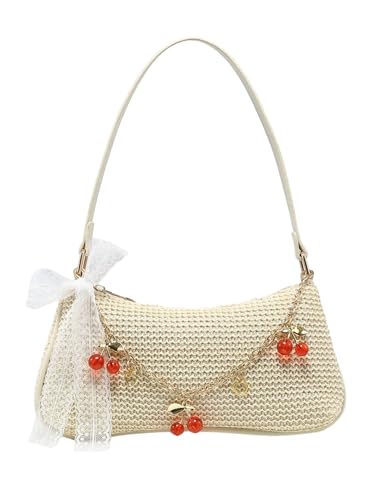 Image of Verdusa Women's Y2K Purse Coquette Bow Tie Vintage Shoulder Bags Lace PU Leather Kawaii Handbag