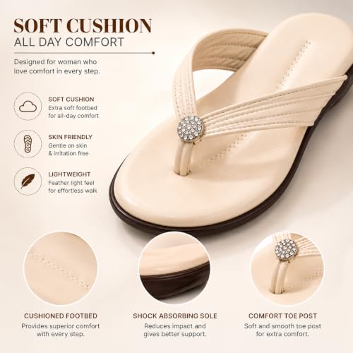 Image of Women Stylish Toe Ring Flats | Cushioned Comfort Slip-On Sandals | Anti-Slip Daily Wear| Lightweight Casual Footwear KS913