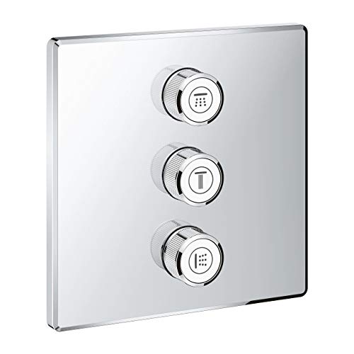 Grohe 29127000 Grohtherm Smartcontrol Termostato con inversor, 3 Chorros Adicionales Regulables, Cromo, Cuadrado
