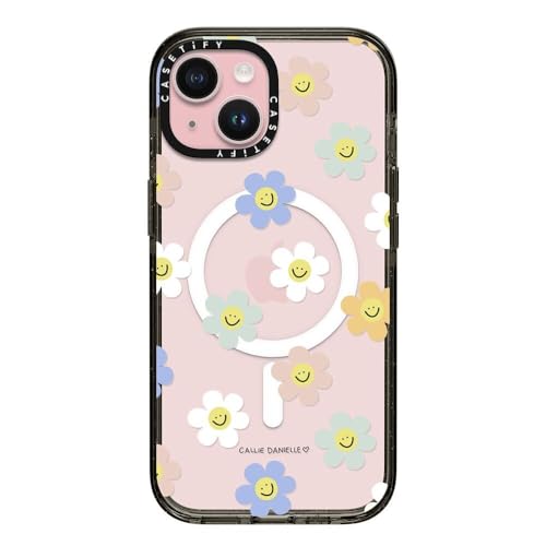 CASETiFY CpNg iPhone 15 P[X [MILKi (4x MIL-STD-810G) / 2.5m̗NA / MagSafe ɑΉ] - Happy Daisies - NA ubN