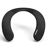 Neckband Bluetooth Speaker, ENUOSUMA Portable Wireless Wearable Speaker IPX5 Waterproof, True 3D Stereo Sound Around The Neck Speaker Built-in Mic Bluetooth 5.0, 12H Playtime, Black