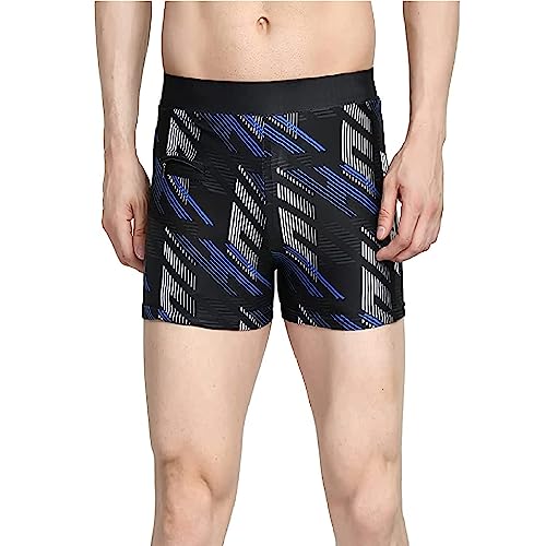 Image of Men's Swim Trunks Set with Swimming Goggles, Cap, Nose Clip & Earplugs - Quick Dry Printed Swim Shorts for Beach & Pool - Comfortable Elastic Waist Swimwear Combo