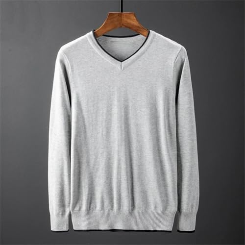 Men’s Spring Autumn V-Neck Sweater Knit Pullover Slim Fit Long Sleeve Casual Korean Daily Sweater3