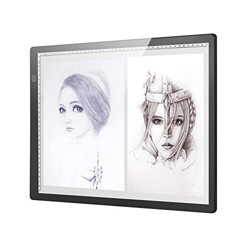 Aibecy Magnetic A3 LED Tracing Light Box Ultra-thin Stepless Dimmable Brightness Artcraft Light Table Pad Board with Scale USB Powered Portable Copy Board for Artists Adults Students Sketching Drawing