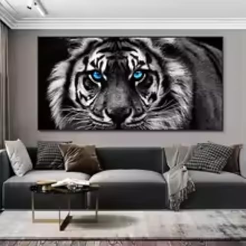 Poster animal art tigre noir et blanc moderne HIPWST peinture murale sur toile de 30x60 cm