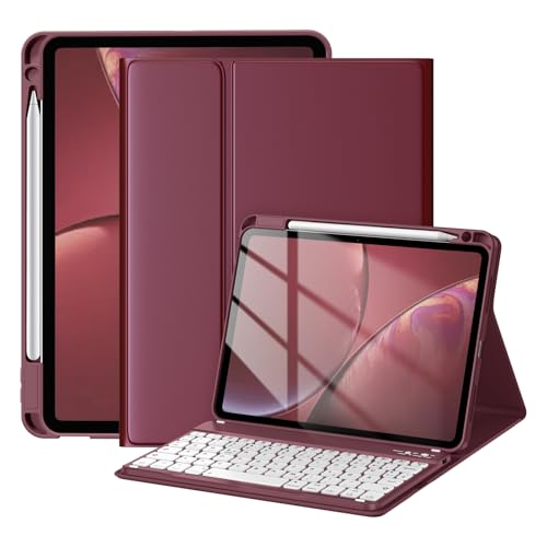 drivego Hülle mit Tastatur für iPad Air 11 Zoll M4 2026/M3 2025/M2 2024/Air 10.9 5 Generation 2022/4 Gen 2020 Magnetische Anti-Detach Tastatur Hülle mit Stifthalter QWERTZ Keyboard Dunkel Grau