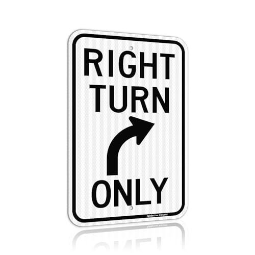 Panneau Right Turn Only signalétique extérieure en aluminium réfléchissant et étanche