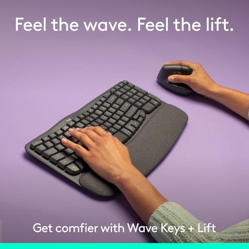 Image of Logitech Wave Keys & Lift Vertical Mouse - Ergonomic Wireless Keyboard and Mouse Combo - with Cushioned Palm Rest, Easy-Switch, Bluetooth, for Multi-OS, Windows /Mac - Graphite