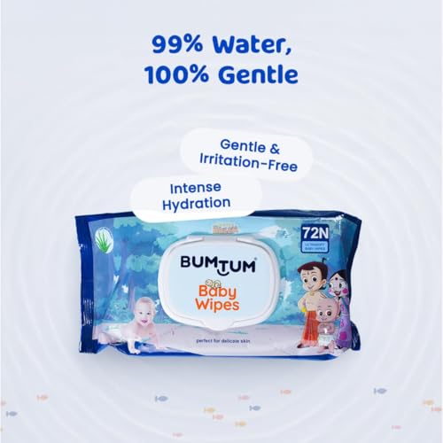 Image of Bumtum Baby Chota Bheem Gentle Soft Moisturizing Wet Wipes With Lid | 20 X 14Cm, Aloe Vera & Chamomile Extracts | Paraben & Sulfate Free (Pack of 3, 72 Pcs. Per Pack)