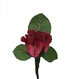Boutonniere - Burgundy Artificial Rose Bud pin Included
