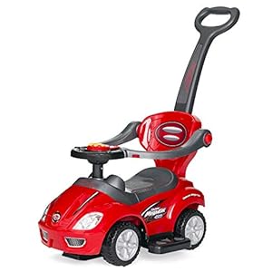 Best Choice Products Kids 3-in-1 Push and Pedal Car Toddler Ride On w/Handle, Horn, Music – Red