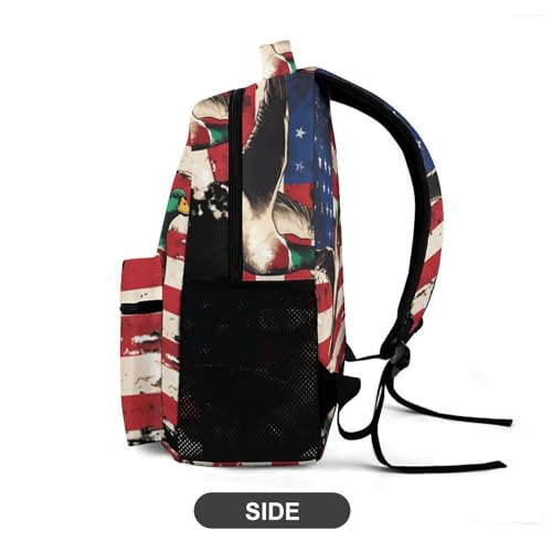 Duck Hunting U.S.A. Flag Travel Backpack Casual Daypack Shoulder Bag with Adjustable Shoulder Straps4