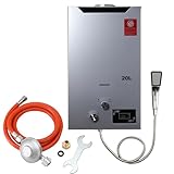 Cozyel Tragbarer Gas Durchlauferhitzer 20L 40KW Propangas Campingdusche mit Gasdruckminderer für Dusche im Außenbereich Warmwasser Camping Dusche LPG Warmwasserbereiter Warmwasser Tankless Instant
