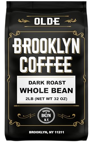 BROOKLYN COFFEE Whole Bean, Classic Dark Roast (2lb) Bold, Smooth Taste, Intense Aroma - Fresh Bulk Coffee Beans Roasted Weekly in NYC