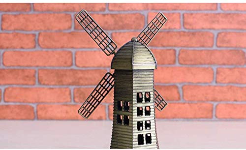 Gfdj Dutch Windmill Model Vintage Metal Craftwork Sculpture Collectible Figurine Architectural Model Decor For Gift Home Office Souvenir (Bronze) #TOP7