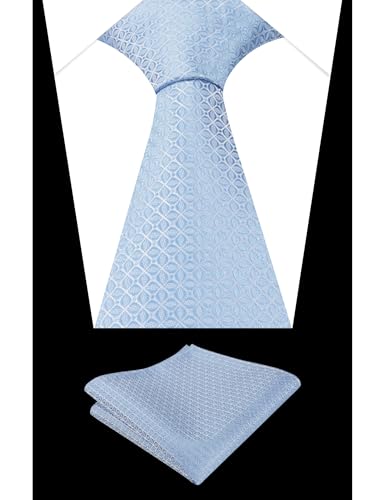 Image of Alizeal Mens Vintage Solid Plaid Tie with Pocket Square 3.15inches Necktie Set