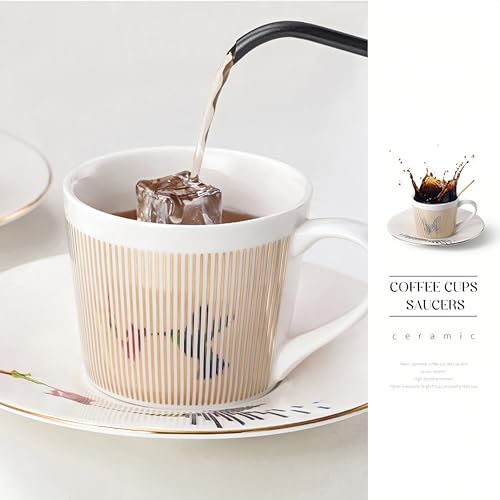 Old Craftsmen's Coffee Cup and Saucer Sets 8.45oz Unique Dynamic Mirage Reflection Tea Cup Luxury Porcelain Mirror Ceramic Mug Gifts for Cappuccino Espresso 250ml Hummingbird by Old Craftsmen's - Used condition - Image 3