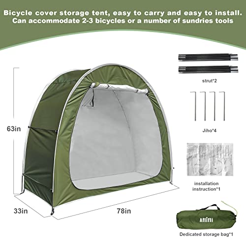 Aflifli Outdoor Bike Storage Tent Waterproof, Portable Bicycle Shed 2 Bikes, Upgrade Oxford Fabric For Outside Garden Shelter Pool Cover Tool Sheds Storage, Space Saving #TOP1