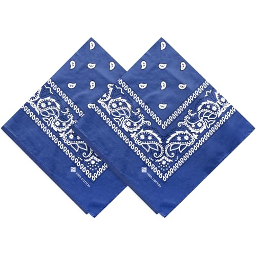 ZENO Königsblau Bandana – 100% Baumwolle & Natürliche Fasern – Blau Halstuch Ohne Polyester – Hochwertig, Weich, Langlebig & Waschmaschinenfest – Bandana Herren &...