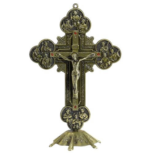 MseaRust 8-Inch Metal Standing Crucifix