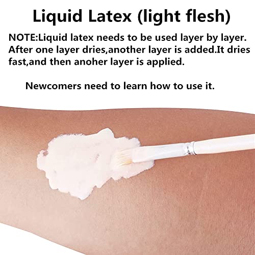 Go Ho Liquid Latex Sfx Makeup(2 Oz),Halloween Monster Zombie Special Effects Makeup For Scar Cut Wound Peeling Skin Wrinkles Stipples Burns Blisters,Light Flesh #TOP3