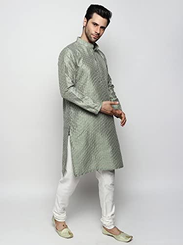 Image of Uri and MacKenzie Embroidery Silk Men's Kurta Pyjama Set
