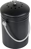 Utopia Kitchen Compost Bin for Kitchen Countertop, 1.3 Gallon Compost Bucket for Kitchen with Lid, Includes 1 Spare Charcoal Filter (Black)