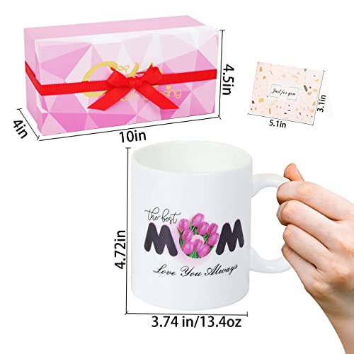 Charmgiftbox Best Mom Ever Coffee Mug With Rose Flower Gifts Set, Double Sided Floral Design, 13.4Oz Upgrade Mothers Day Gifts Cup Gifts For Mom From Daughter Son Birthday Gifts For Women #TOP6