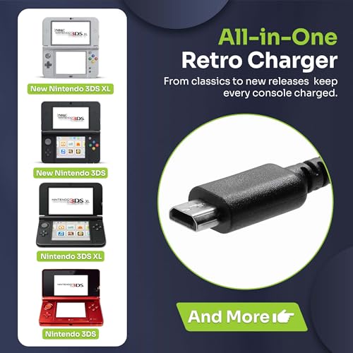 Mart Cobra USB Charger Cable for New 3DS XL/New 3DS/3DS XL/3DS/new 2DS XL/2DS/DS/DSi/GBA SP/DS Lite/Wii U Gamepad/PSP/Compatible 5 in 1 Nintendo 3DS Charger, Original Nintendo DS, Gameboy Advance SP