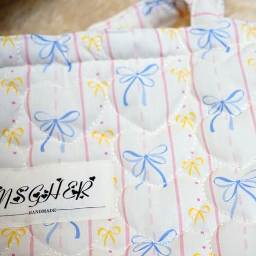 Image of Floral Quilted Cotton Shoulder Bag for Women Daily Use Medium Size Handbag Large Capacity Thickened Design Tote