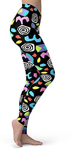 Image of sissycos Women's 80s Leggings Neon Artistic Splash Printed Buttery Soft Stretchy Pants