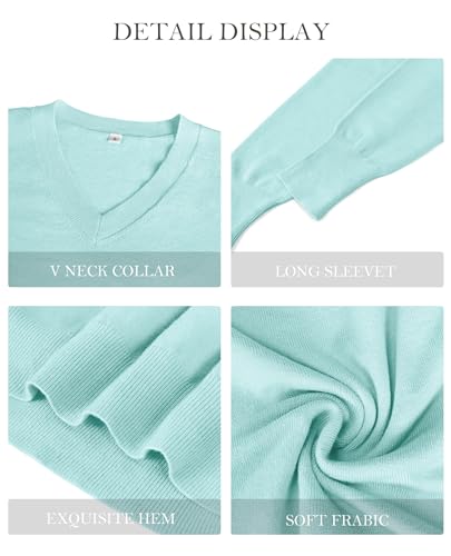 Image of Women's Spring Sweaters 2026 Casual Long Sleeve Pullover V Neck Lightweight Sweatshirts Cute Blouse Tops