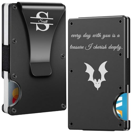 Custom Wallet For Men - Customizer Engraving Men's Wallet - Minimalistic, Slim & Seamless Card Case, Blocks RFID Scanners, Holds 12 Cards, gifts for Him (Obsidian)