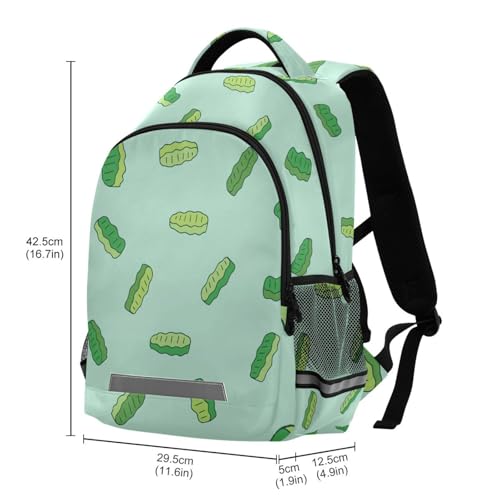 Pickle Green Large School Backpacks with Chest Strap for Boys Girls Students,Lightweight Bookbags 17 Inch, Portable Casual Daypack Bags3