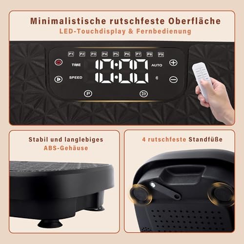 Bild 6 - Vibrationsplatte Rüttelplatte Sport für Zuhause - 199 Vibrationsstufen 9 Programme Vibrationsplatte mit Integriertem Lautsprecher zum Abnehmen & Ganzkörpertraining Max. Belastung 150 kg