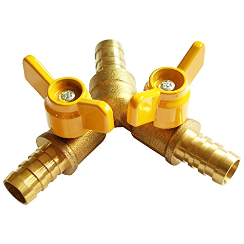 Uenede Brass 3/4 Inch 3-way Y-shaped Shut-off Ball Valve with 2-switch 3/4" Hose Barb Include 3 Stainless Steel Clamps Hose Pipe Barb Fitting for Water/Oil/Gas by Uenede - Image 4