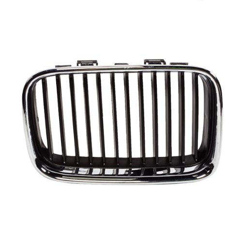 CarPartsDepot Front Grille Right (Passenger Side) Chrome Shell With Black Insert Grill Compatible With 1992-1996 BMW E36 3-SERIES 320i 318i 325is 325i 318is 328i M3 328is BM1200114