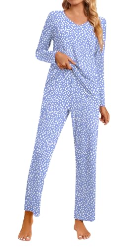 syoss 2 Piece Women's Fall Pajama Sets, Long Sleeve Lounge Sleepwear Ladies Pjs Sets with Pockets2