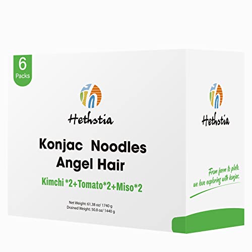 Image of Hethstia Shirataki Noodle, Konjac Ramen(61.38oz), 6 Pack Flavored Angel Hair, Variety Flavor