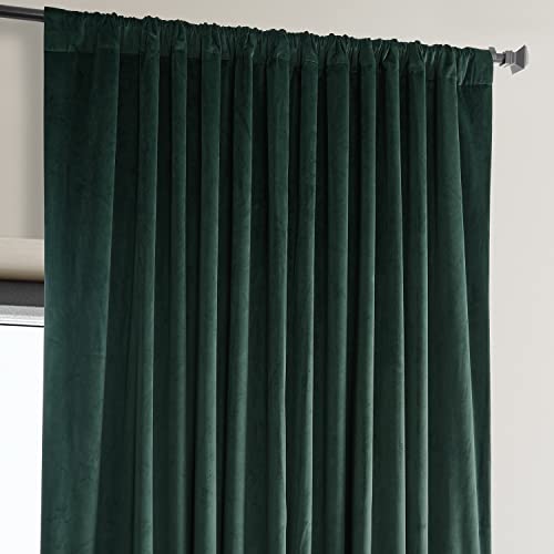 Image of HPD Half Price Drapes Signature Plush Extra Wide Velvet Blackout Curtains for Bedroom (1 Panel),100W X 108L Hotel Black Out Curtains for Living Room, Thermal Insulated Blackout Curtains, Spirit Green