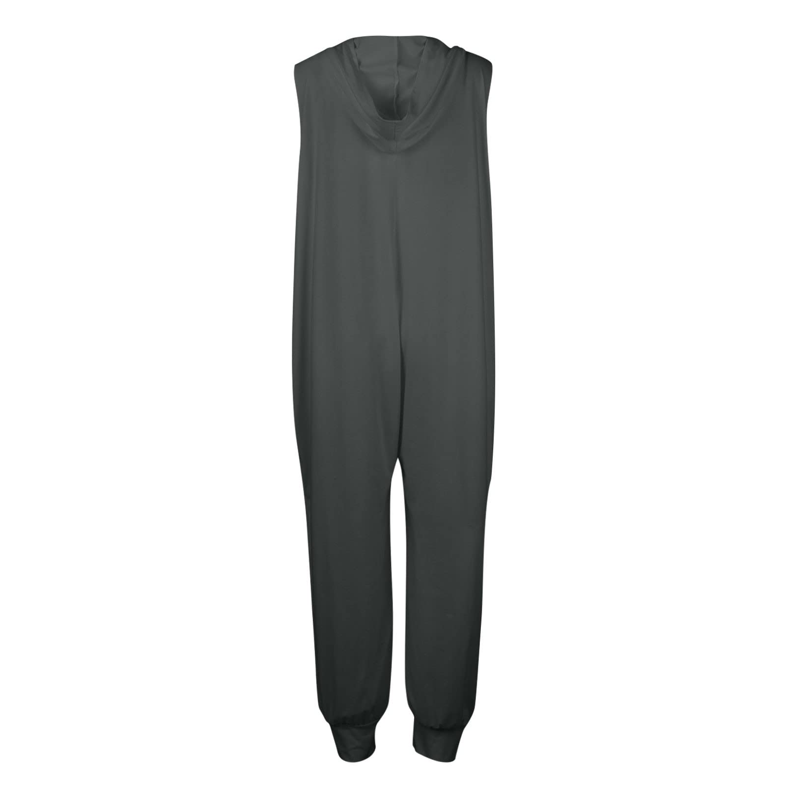 Mono casual con capucha para mujer, pantalones de peto holgados de verano, sin mangas, monocolor, holgado, con botones, traje informal ligero de una pieza