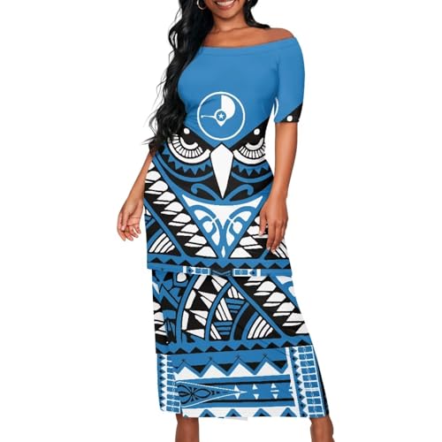 blue samoan dress Fiesta Printed Blue Dress – Cielito Lindo main image 0