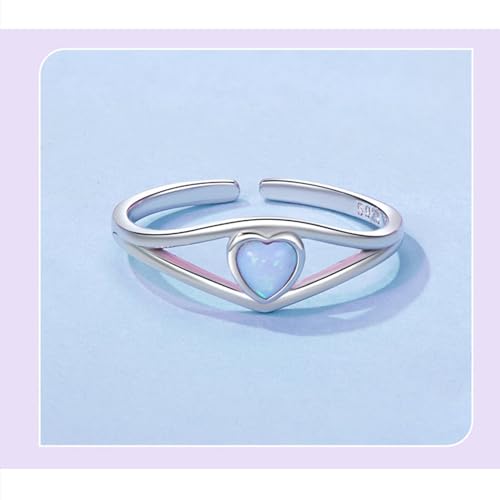 Bague en argent réglable cœur : cadeau parfait pour dames