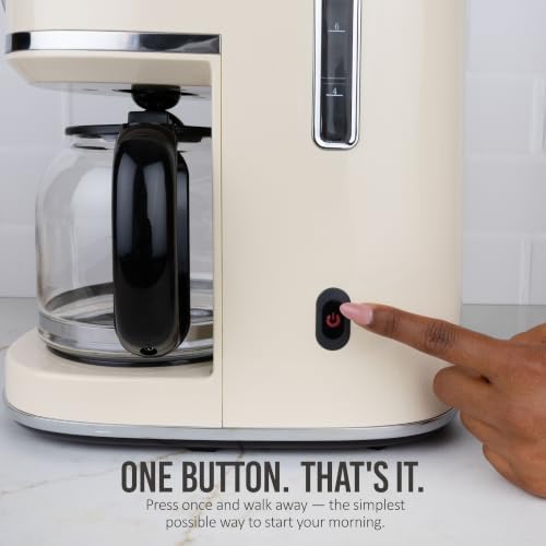 Image of Nostalgia Classic Retro 10 Cup Coffee Maker - One-Touch Drip Brew, Reusable Filter - Anti-Drip, Auto Shutoff, & Time Display - Dishwasher Safe 50 oz Carafe - Cream