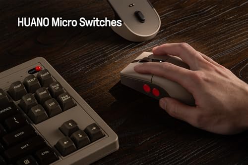 Image of 8Bitdo Retro R8 Mouse with Charging Dock, PAW 3395 Optical Sensor DPI 26K, 4K Polling Rate, Programmable Buttons, HUANO Micro Switches, Ambidextrous - C64 Edition